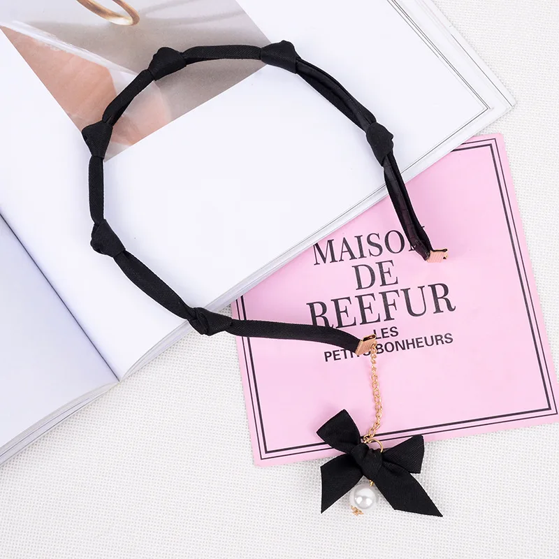 Женская повязка на голову с бантом и жемчугом | Украшения аксессуары