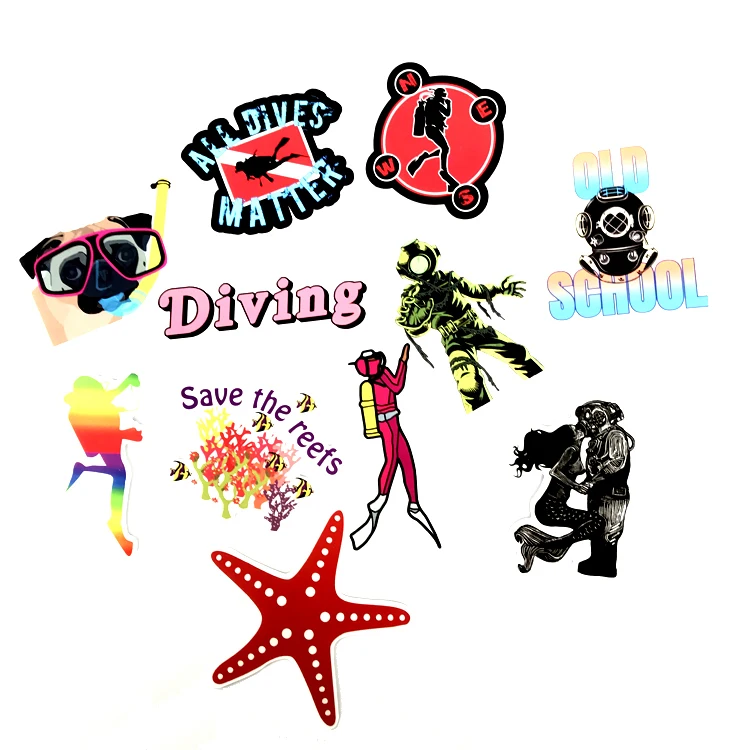 61 шт. цветная забавная наклейка с дайвером для шлема чемодан наклейки скейтборда