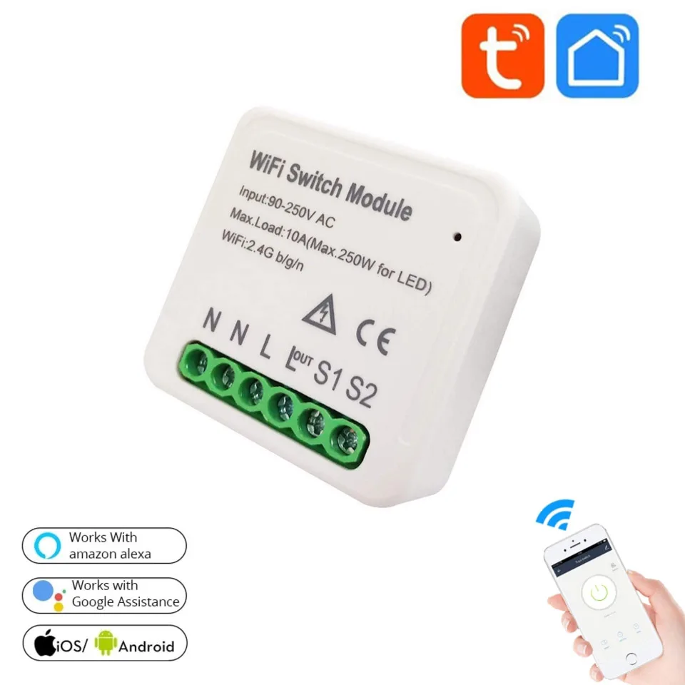 Mini Smart Wifi Switch 2 Way 10A DIY Light Breaker Module Timer Smart Life/Tuya APP Remote Control Works With Alexa Google Home