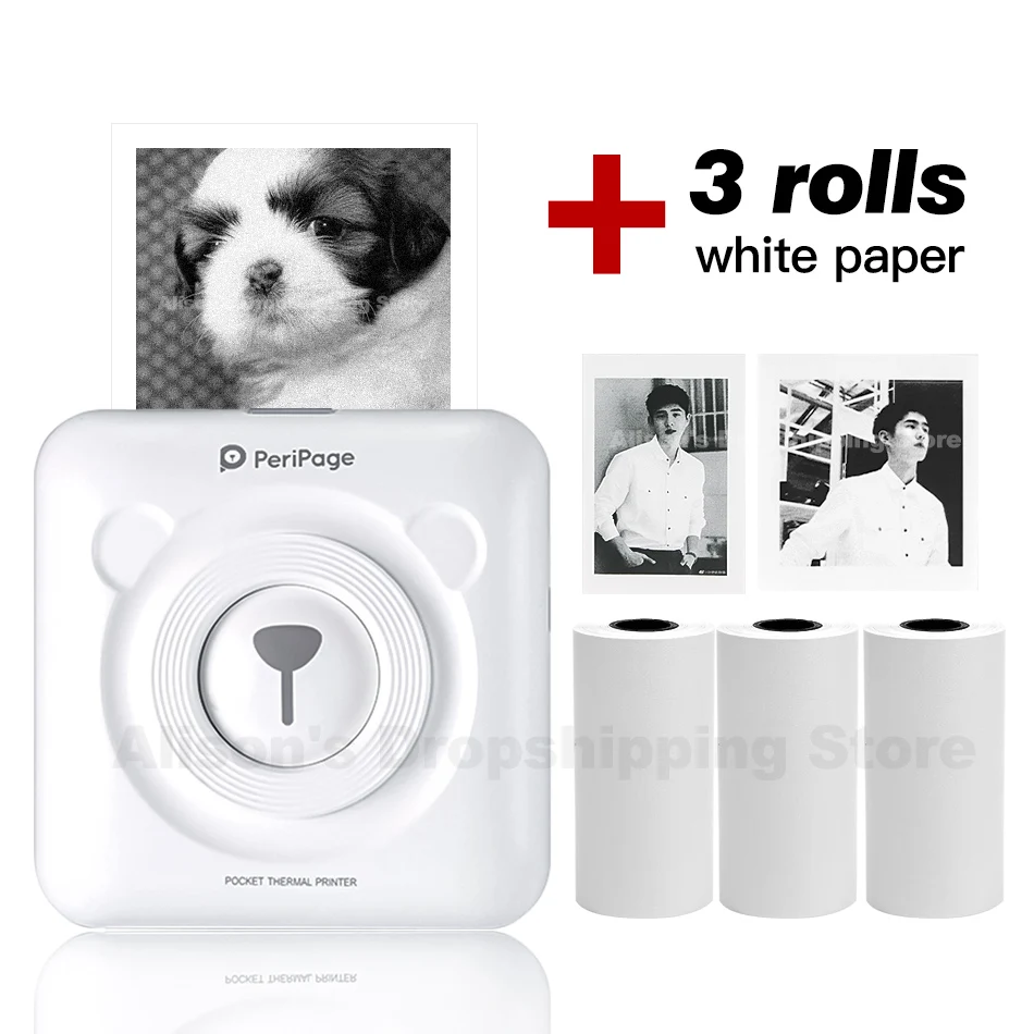 WH Add 3 White Paper GZM5804 A6 PeriPage Мини Портативный Bluetooth беспроводной бумажный фотопринтер Карманный термопечать USB подключение Impresoras Fotos - Цвет: WH Add 3 White Paper