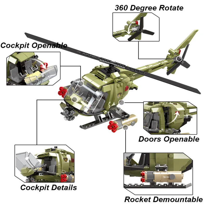 XINGBAO 06012/06013 военные армейские корабли штурмовой вертолет джип Missle строительные
