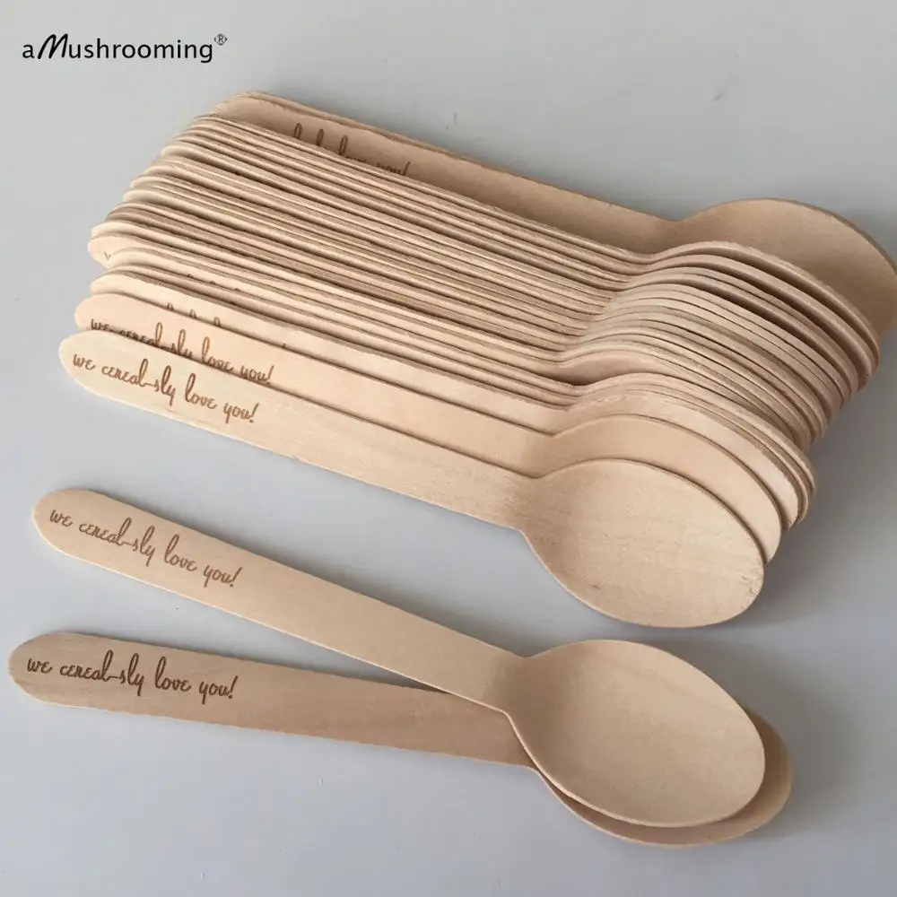 Заказные одноразовые ложки пластиковые мороженого деревянные для вечеринки