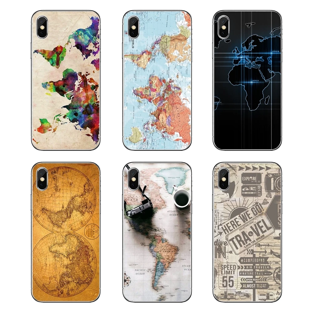 Прозрачные мягкие чехлы с картой мира для samsung Galaxy A5 A6 A7 A8 A9 J4 J5 J7 J8 2017 2018 Plus Prime |