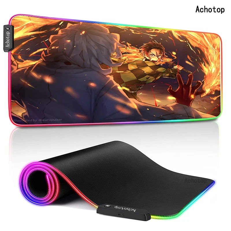 

900x400 RGB Demon slayer Large XL Mouse Mat Anime Laptop Mouse Pad Notbook XXL Computer Keyboard Gaming Mousepad Gamer Play Mats