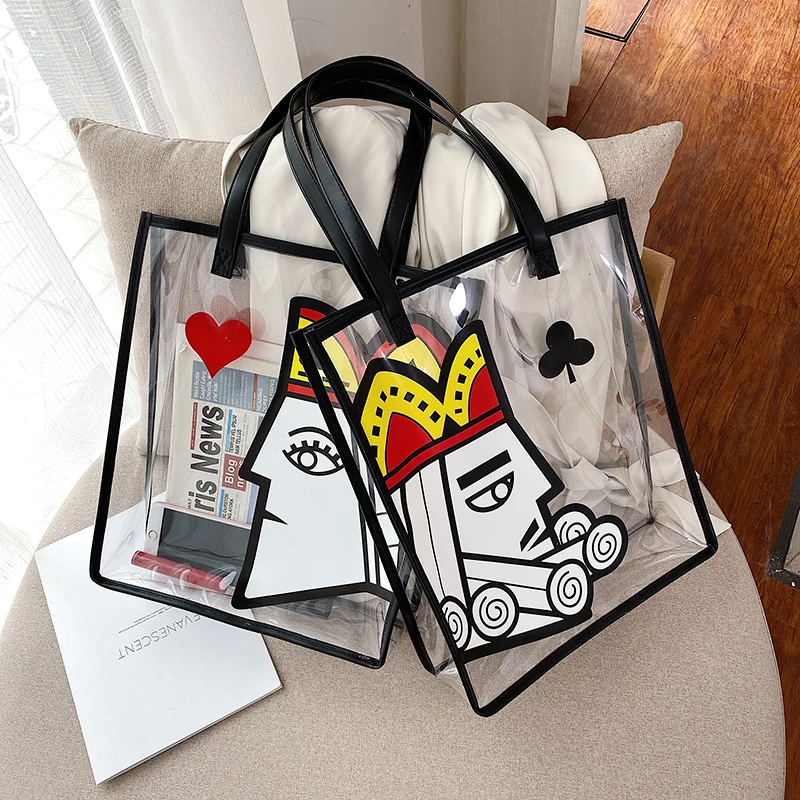 

Large Capacity Transparent Hand Bags Casual Tote Summer Transparent Women Top-handle Bag For Women 2020 сумка женская