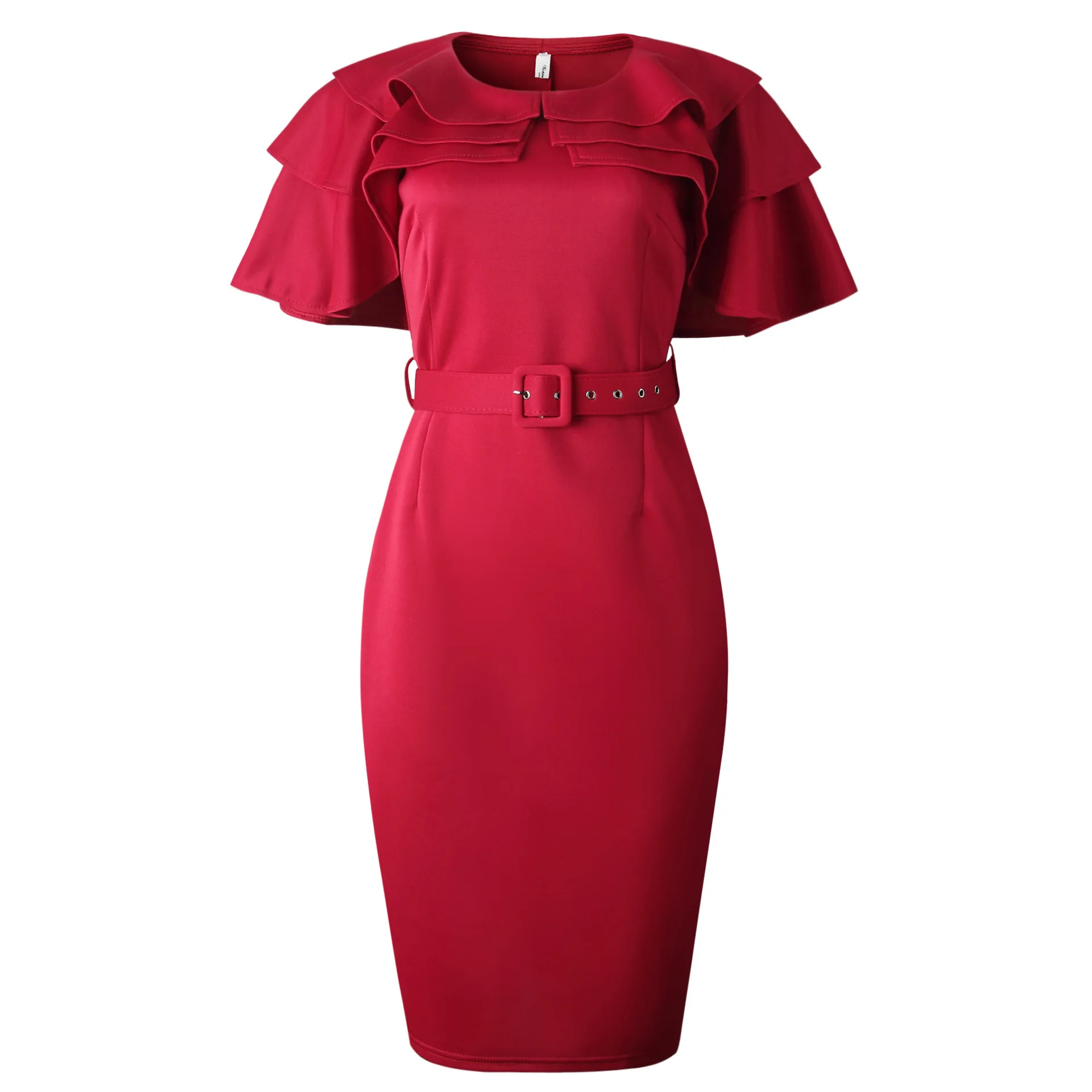 

Woman XXXL plus Size Summer Women's African Ruffle Layer Collar Sexy Package Hip Short-Sleeve Dress V-neck Luxury
