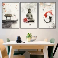 buddhism home decor canvas prints painting on the wall art zen buddha yin yang fish poster pictures for living room mural cuadro