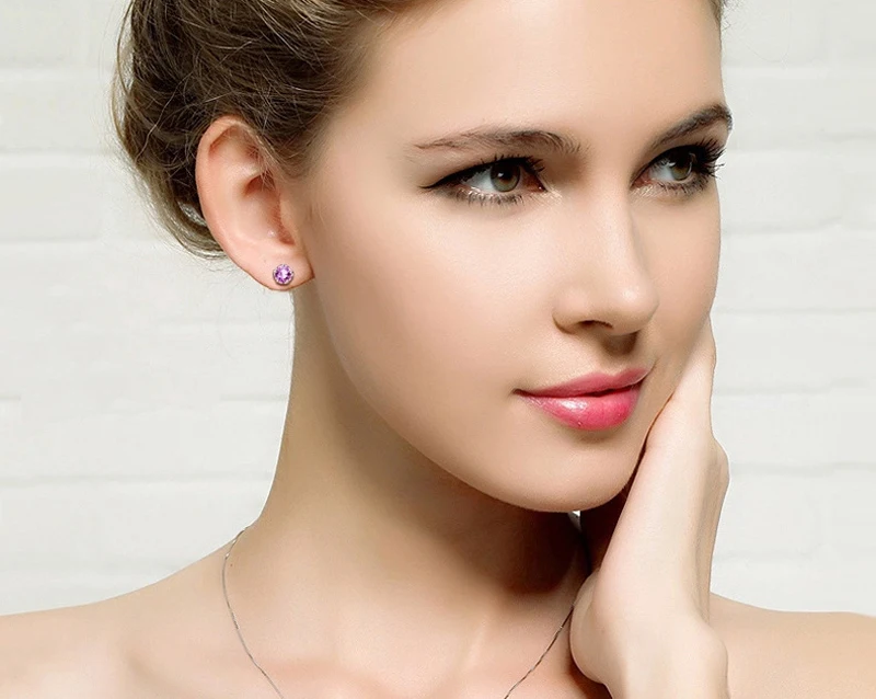 

LMNZB Fashion 925 Sterling Silver Zirconia CZ Earrings Fine Jewelry Classic Double Stud Earrings For Women LE228