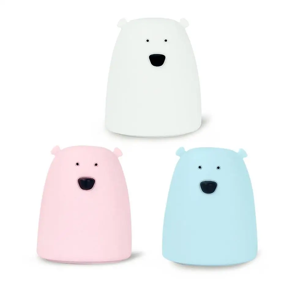 Цветной силиконовый светодиодный ночник с большим медведем USB Перезаряжаемый