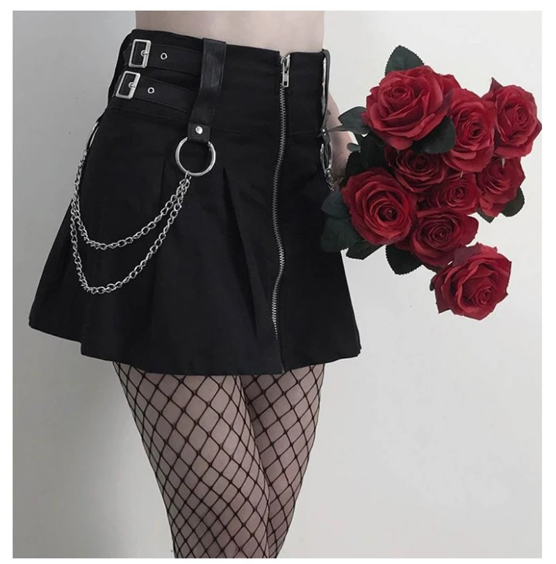 

Женская короткая юбка с цепочкой спереди, трапециевидная юбка с молнией спереди, лето 2021