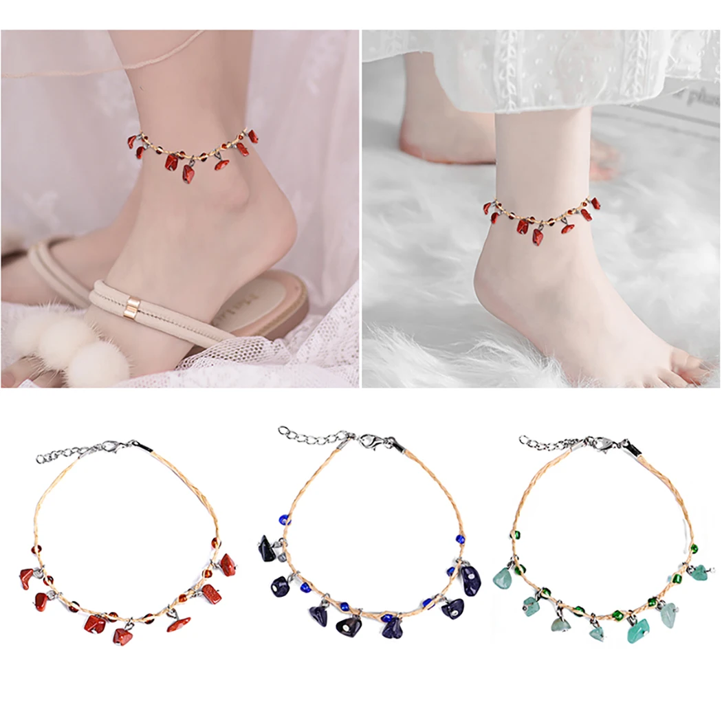 

2021 Bohemian Beads Anklets For Women Boho Stone Anklet Alloy Ankle Bracelet On Leg Anklet Foot Jewelry Bijoux Femme