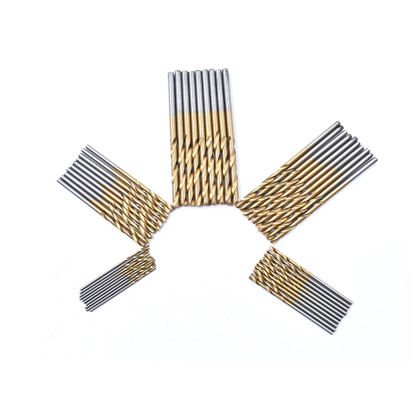 

Twist drill with straight shank 50pcs titanium plated high speed steel mini drill with round shank 1-3mm hole twist drill
