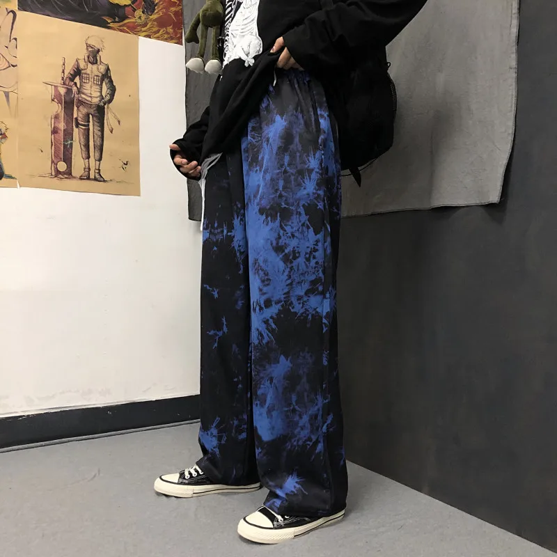 Lychee Harajuku яркое женское нижнее брюки прямые ноги свободные осенние женские брюки эластичный пояс широкие брюки женские брюки