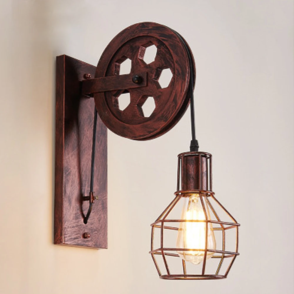 

OUKANING Classical Retro Ceiling Wheel Shape Lamp Loft Pendant Light Wall Industrial Style Metal E27（Not Include）