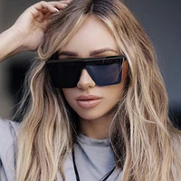 2020 new male flat top sunglasses men brand black square shades uv400 gradient sun glasses for men cool one piece designer uv400