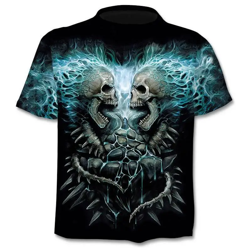 

2020 New Motorcycle Skull 3dt -Shirt Men And Women Fashion Hip -Hop T -Shirt Street Clothing Pullover T -Shirt Tops