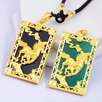 hoyon luxury 18k gold color horse pendant for men fine jewelry sand gold green agate male pendant wedding engagement gifts