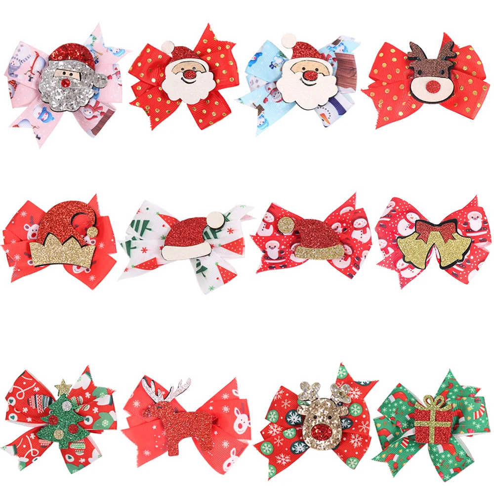 

2021 New Christmas Hairpin Children Adult Santa Claus Antlers Christmas Hat Bell Bow Hairpin Christmas Headdress Ornaments