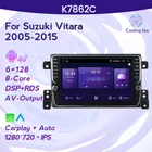 Автомагнитола 2DIN, 6 + 128 ГГц, IPS, Wi-Fi, Android 11, мультимедийный видеоплеер, GPS-навигация для головного блока Suzuki Grand Vitara 3 2005-2015
