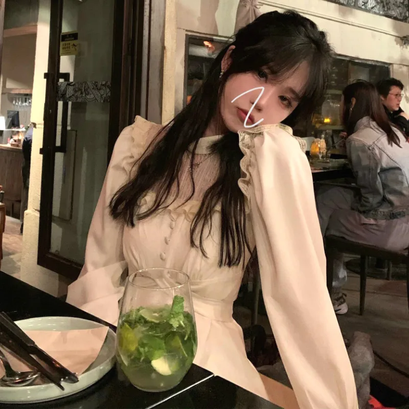 Gothic Black Y2k Dress Women 2021 Autumn Casual Lace Long Sleeve One Piece Dress Korean Evening Party Elegant Midi Dress Female