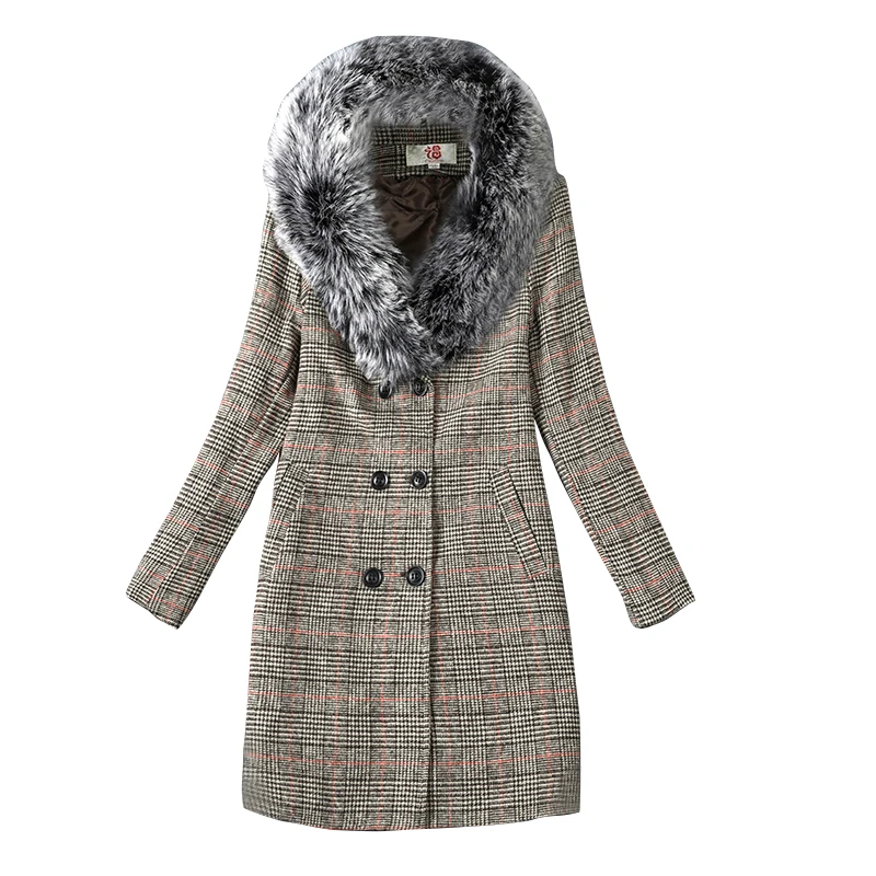 2021 из смесовой шерсти пальто женская одежда/пальто с большим меховым Осенне