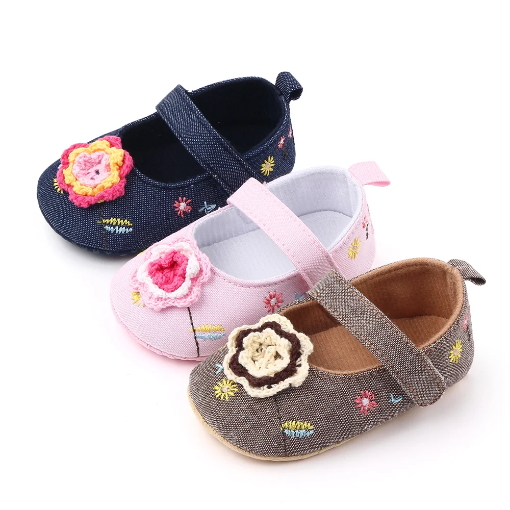 

Toddler Girl Shoes Woolen Flowers Shoes Toddler Girls Embroidered Princess Bow Shoes Soft Sole Newborn Baby First Walkers Hot