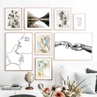 Абстрактный минималистичный плакат, домашний декор, изображение листьев и растений, настенное искусство, Картина на холсте, Скандинавская фигурка, принты с цитатами для домашнего дизайна