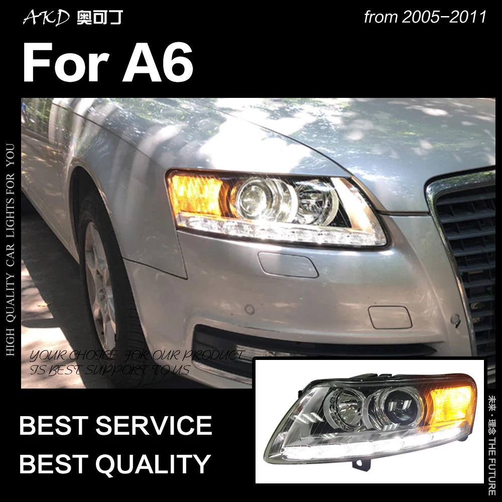АКД стайлинга автомобилей для A6 фары 2005-2011 A6L C5 C6 светодиодный задний фонарь DRL Hid