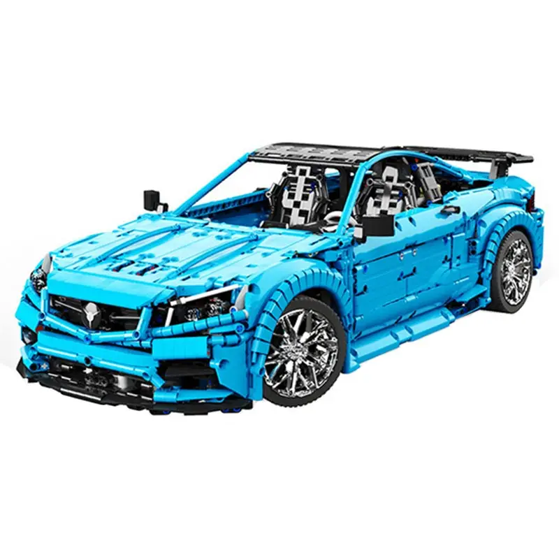 

Модель строительных блоков 1:8 синий 4129 шт. Супер Скоростной спортивный гоночный автомобиль быстрый автомобиль технический набор кубики MOC п...
