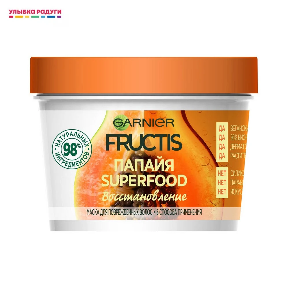 Маска для волос Fructis "Папайя Superfood" восстановление поврежденных 390 мл | Красота