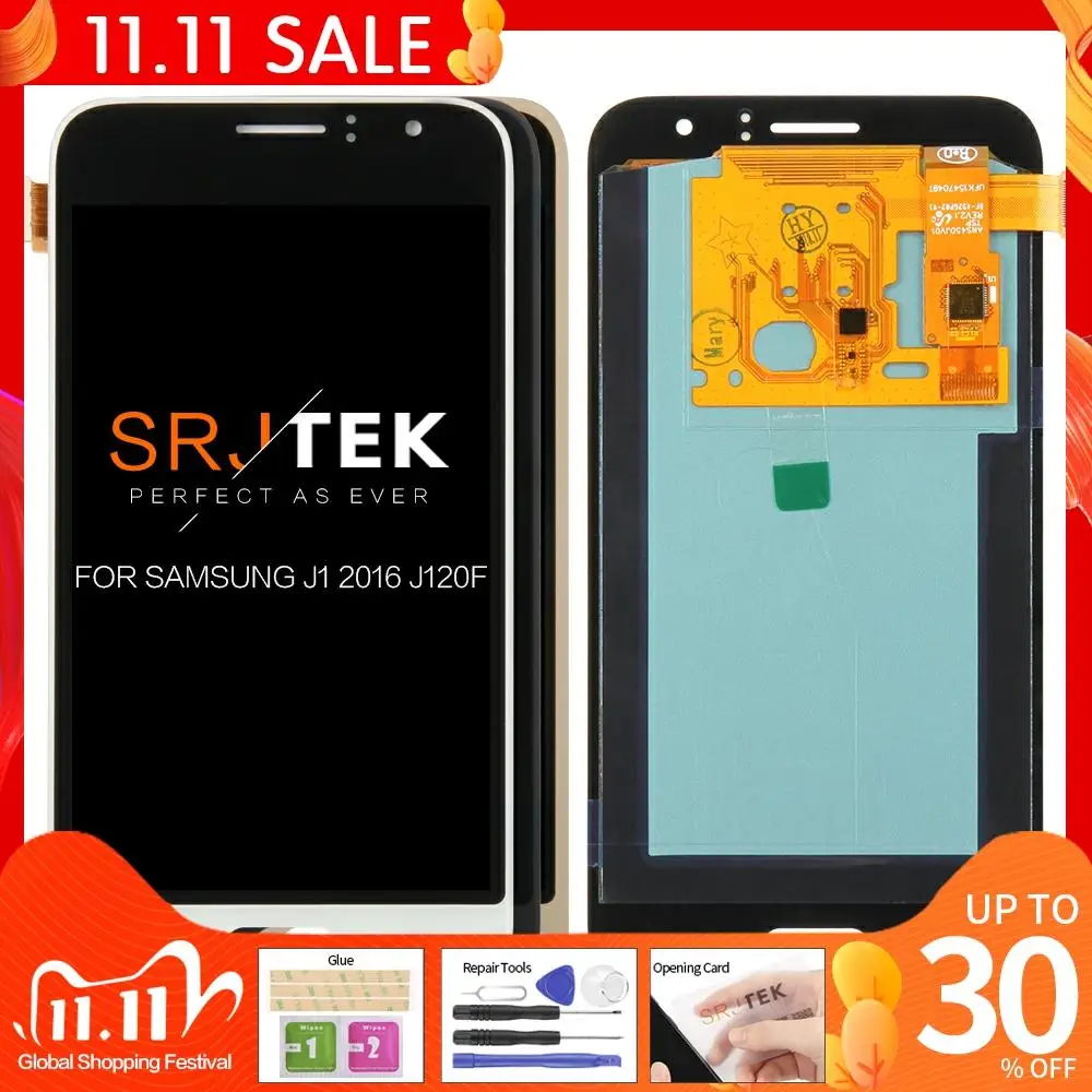 100% рабочий AMOLED ЖК-экран для Samsung Galaxy J120 2016 J120F J120H J120M ЖК-дисплей сенсорный