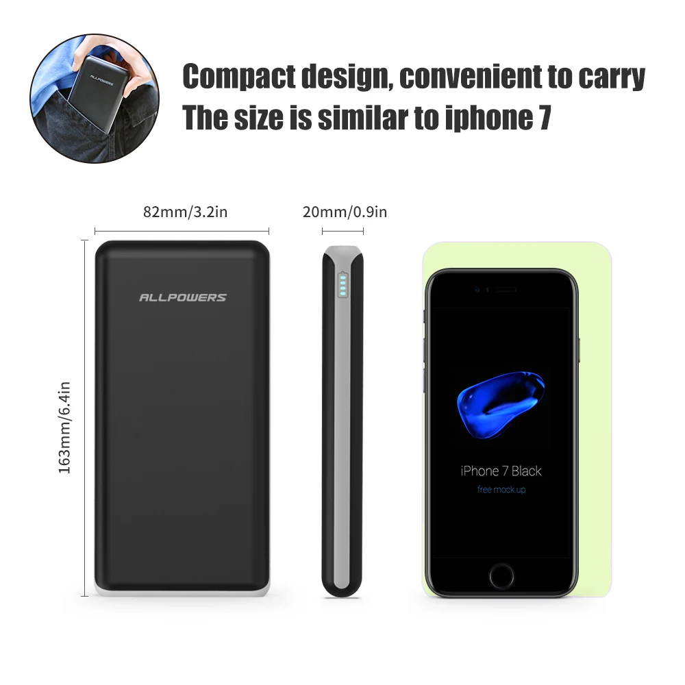 Внешний аккумулятор ALLPOWERS 22000 мАч два входа USB|Внешние аккумуляторы| |