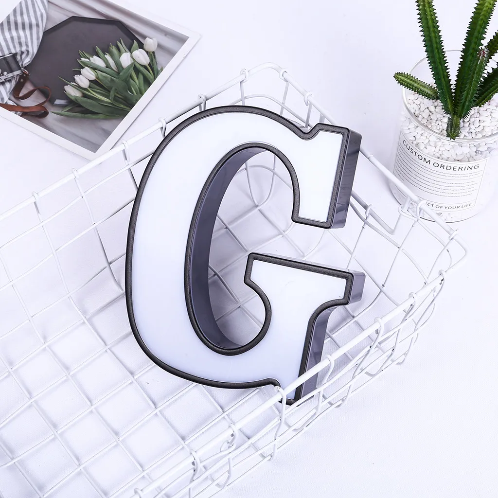 DIY 26 букв светодиодный ночник английский Marquee знак Алфавит 3D Настенный ночник t домашний Свадебный день рождения Жених