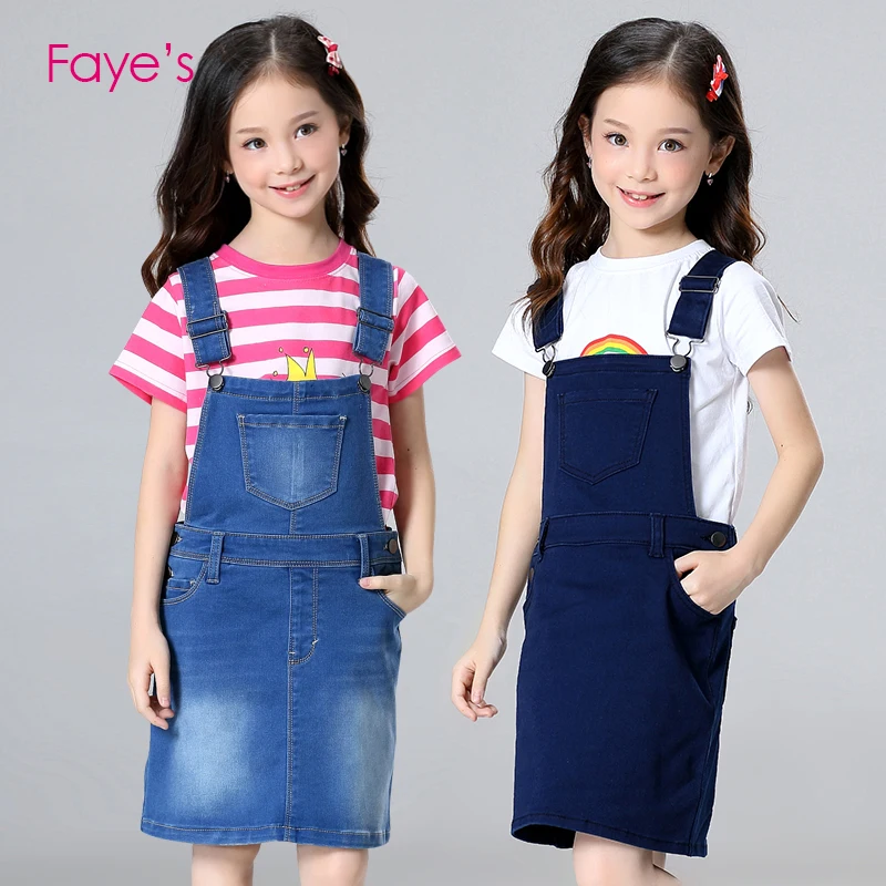 

Baby Girls Dresses 4T-12T Girls Overalls Denim Pinafore Dungarees Kids Jumpsuits Children Clothes Kids Clothing