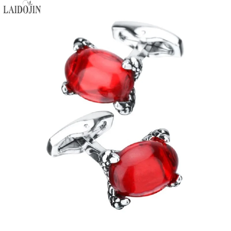 

LAIDOJIN Shirt Cuffs Cufflinks for Mens Gift High Quality Dragon claw Inlay Red Zircon Cuff links Brand Fashion Male Jewelry