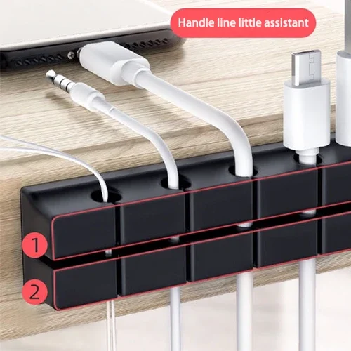 

Wall-Mounted Silicone Data Cable Organizer Home Office Car Accessories Desktop Mouse Headphone Wire Network Line Holder