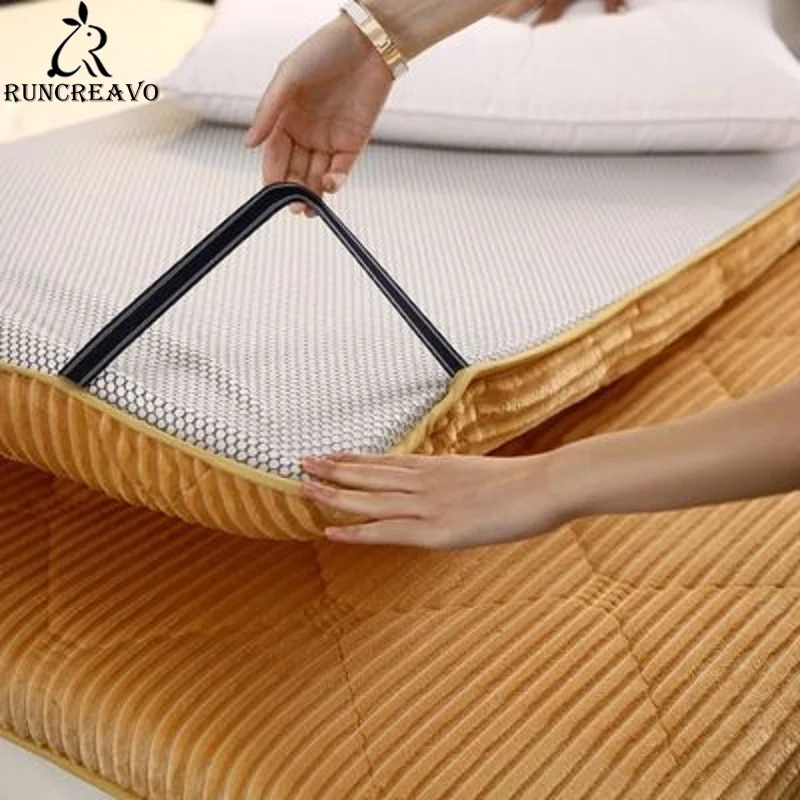 Sponge Filling Comfortable Fabrics Mattress Keep Warm in Winter Can Be Fixed Floor Mat King Queen Twin Full Size Tatami | Мебель