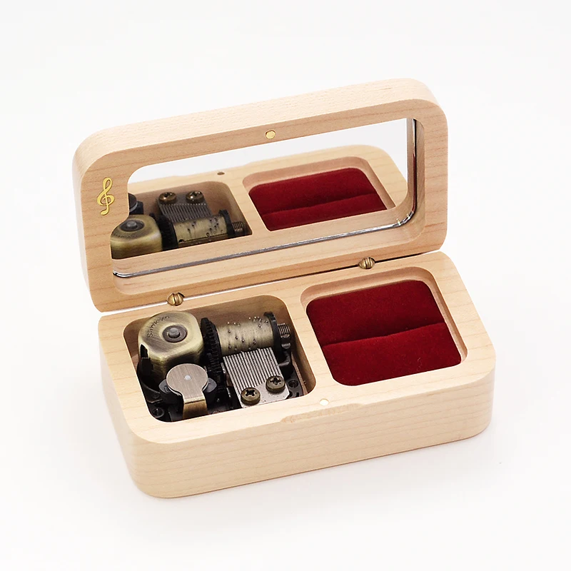 Solid wood music box jewelry ring practical birthday presents Christmas proposal surprise romance Castle in the Sky | Дом и сад