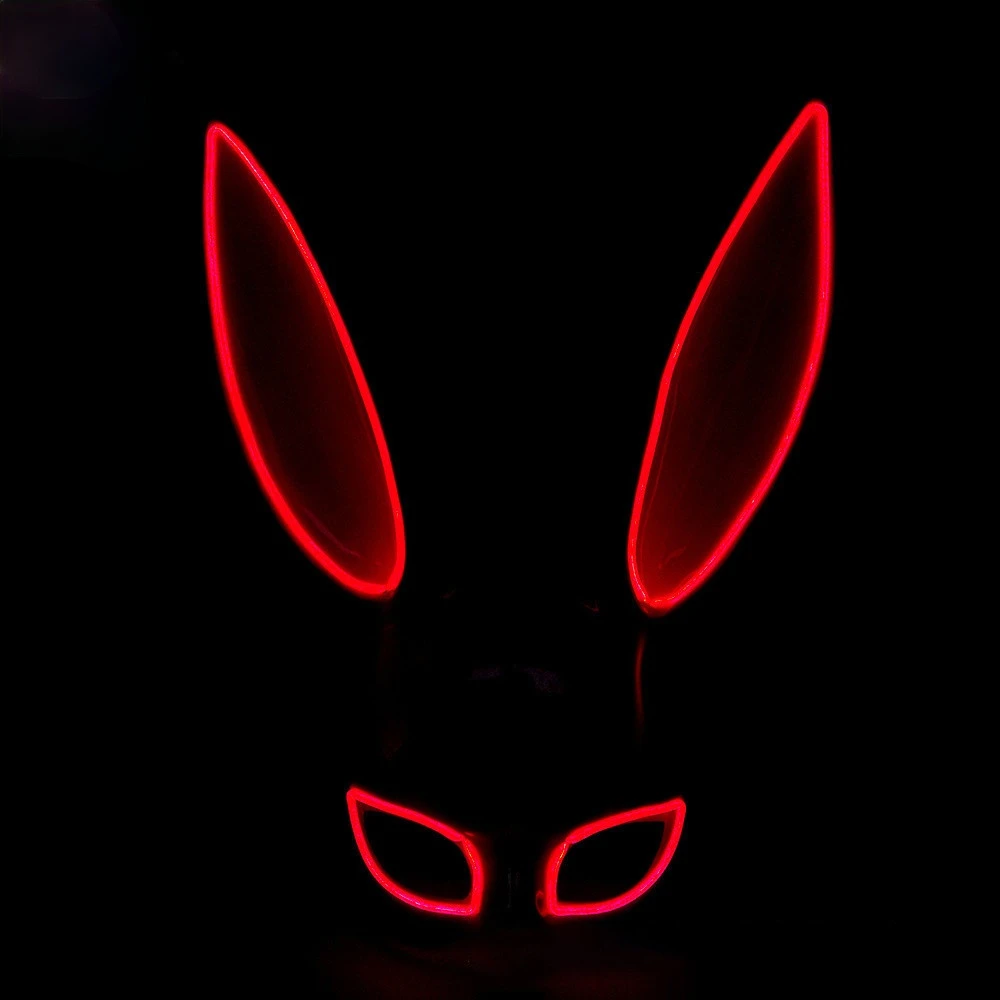 

2021 latest rabbit EL luminous mask stage show dance halloween party party carnival cute rabbit LED luminous mask