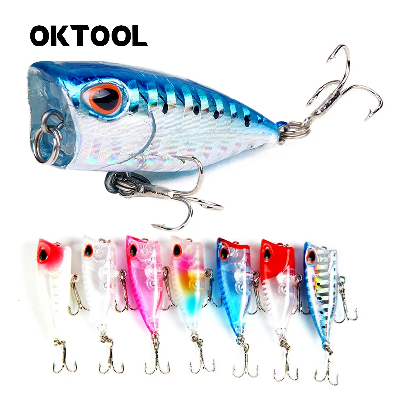 

OKTOOL NEW 40mm 3.3g Popper Sea Fishing Lures 2021 Topwater Trolling Tuna Bass Fish Pesca Whopper Plopper Swimbait Crankbait