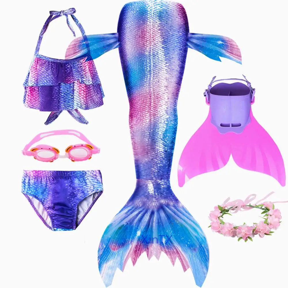 Новинка! 7 шт. детская гирлянда с хвостом Русалочки для девочек ластами венок в