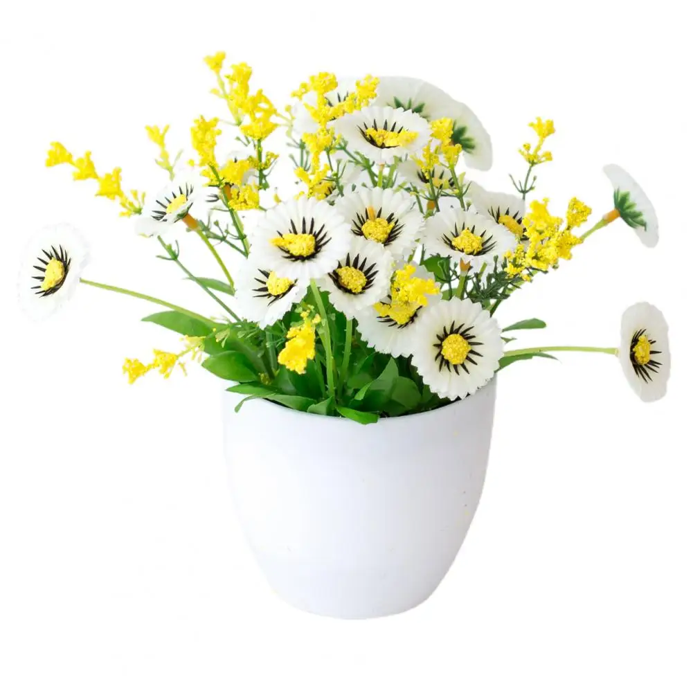 

Artificial Flower Pot Chrysanthemum Desktop Decor Plastic Everlasting Fake Potted Plant for Balcony