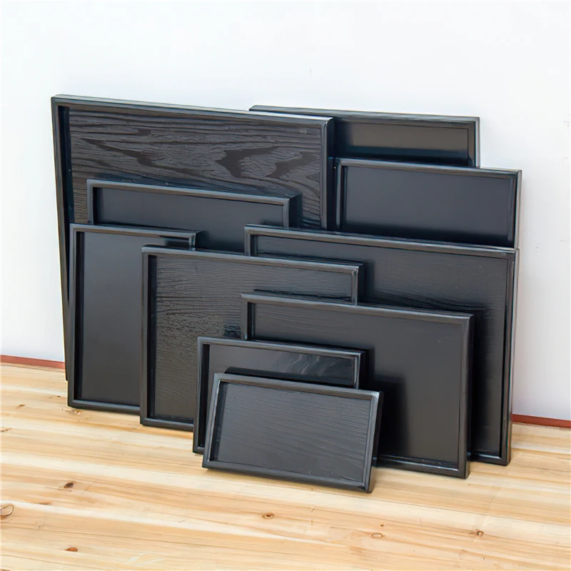 

Wooden Tray Japanese Style Black Rectangle 30cm Coffee Tea Set Tableware Pallet Food Cake Plate Home Kitchen Storage Supplies