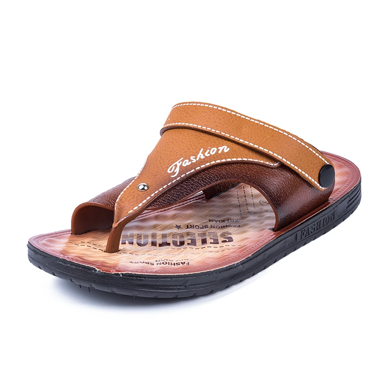 

Мужские Пляжные шлепанцы, черные повседневные сандалии из мягкой кожи, для воды, лето 2020