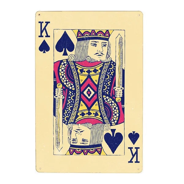 

Vintage Metal Sign Tin Sign Poker King Home Bar Hotel Wall Decor Signs 12X8Inch