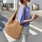 Дамская вязаная крючком сумочка ручной работы в стиле ретро 2021 корейская модная вязаная плетеная ажурная черная желтая сумка-тоут с верхней ручкой сумка-шоппер