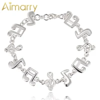 aimarry 925 sterling silver music symbol bracelet for women party christmas gifts wedding fashion jewelry