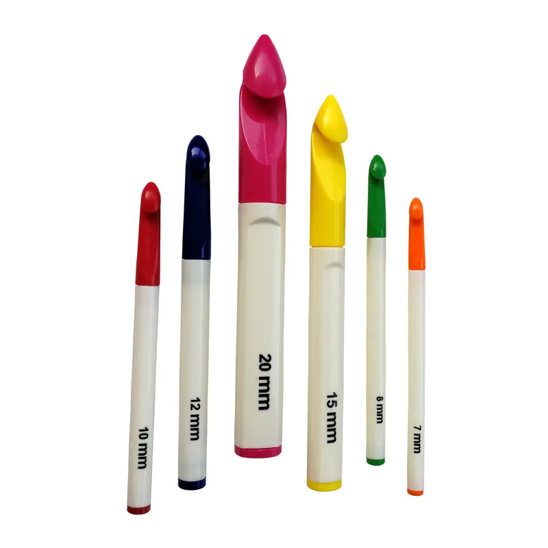 6 шт Двойная Цвет Пластик вязальные крючки большой Размеры толстые Вязание иглы