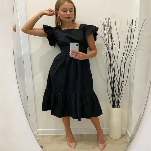 SHENGPALAE квадратный воротник без рукавов весна Новое поступление Vestidos 2019 корейская