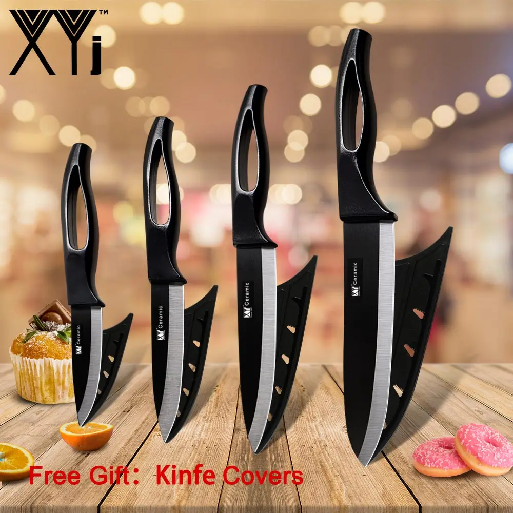 Набор керамических кухонных ножей XYj шеф повар острые черно белые циркониевые